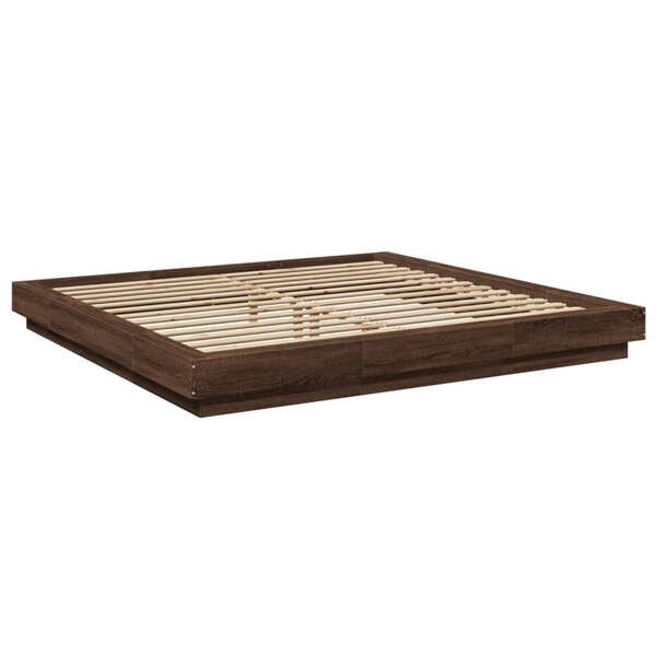 vidaXL Cadre de lit avec lumières LED chêne marron 200x200 cm