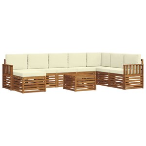 vidaXL Ensemble de canapés d'extérieur 9 pc Naturel et Crème