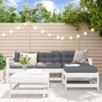 vidaXL Salon de jardin 5 Pièces avec coussins blanc bois massif