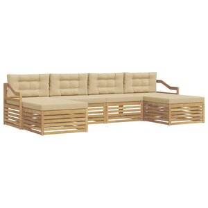 vidaXL Ensemble de canapés d'extérieur 6 Pièces Blanc et Beige