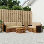 vidaXL Ensembles de canapés avec coussin 6 Pièces Bois d'Acacia Massif