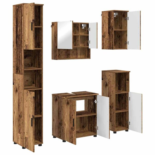 vidaXL Ensemble de mobilier de salle de bain 5 Pièces Bois ancien
