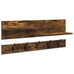 vidaXL Porte-manteau mural avec étagère Chêne fumé 90 x 15 x 36 cm