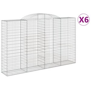 vidaXL Paniers à gabions arqués 6 Pièces 300x50x180/200 cm fer galvanisé