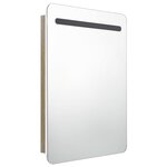 vidaXL Armoire de salle de bain à miroir LED blanc et chêne 60x11x80cm
