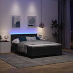vidaXL Lit à ressort LED avec matelas Noir 160 x 200 cm Velours