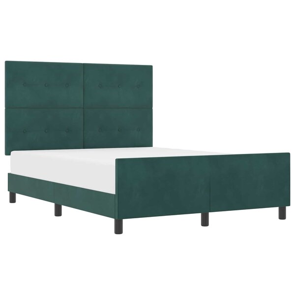 vidaXL Lit à ressorts avec tête de lit Vert foncé 160 x 200 cm Velours
