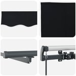 vidaXL Auvent Rétractable Manuel avec LED Noir 450x350 cm