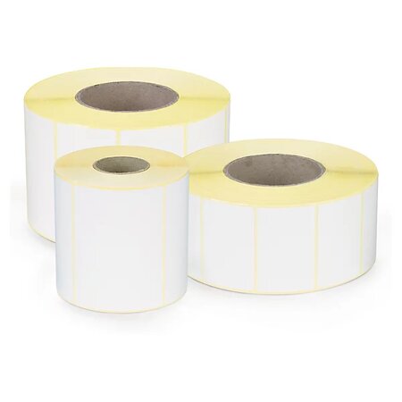 Étiquette papier blanc mat pour imprimante jet d'encre couleur 50 x 25 mm diamètre 76 mm (lot de 2450)