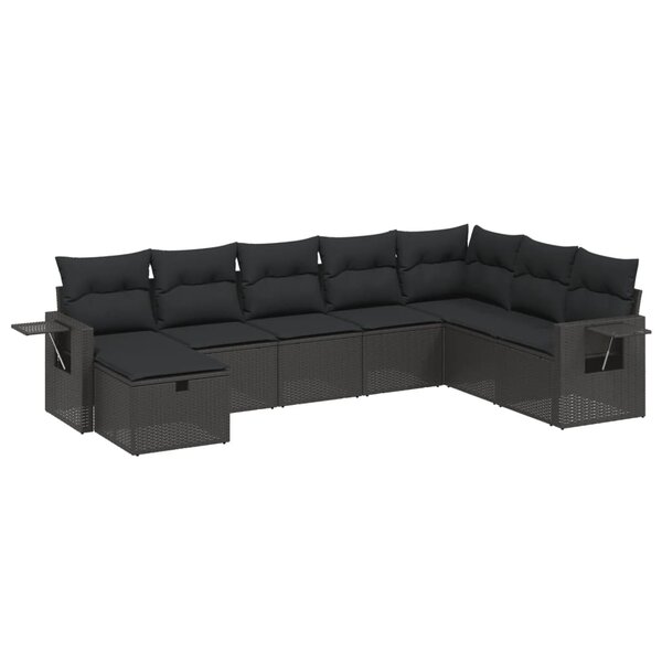 vidaXL Salon de jardin 8 Pièces avec coussins noir résine tressée