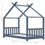 vidaXL Cadre de lit d'enfant Gris Bois de pin massif 80x160 cm