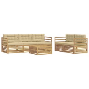 vidaXL Ensemble de canapés d'extérieur 6 Pièces Blanc et Beige
