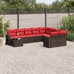 vidaXL Salon de jardin 10 Pièces avec coussins marron résine tressée