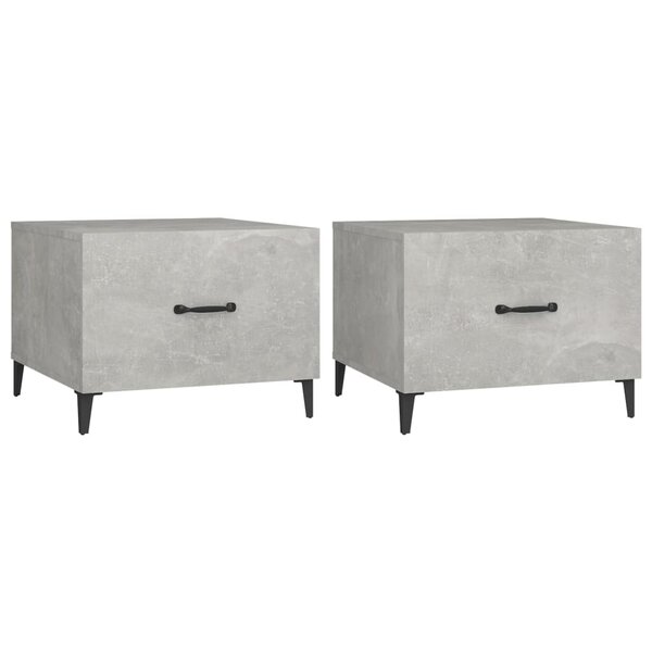 vidaXL Tables basses avec pieds en métal 2 Pièces Gris béton 50x50x40 cm