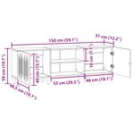 vidaXL Meuble TV 150 x 31 x 50 cm Blanc brillant Bois d'ingénierie