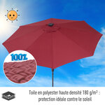 Parasol lumineux octogonal inclinable Ø 2 75 x 2 33 m parasol LED solaire métal polyester haute densité 180 g/m² bordeaux