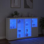 vidaXL Buffets avec lumières LED 3 Pièces blanc bois d'ingénierie