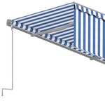 vidaXL Auvent manuel rétractable avec store 4 5x3 m Bleu et blanc