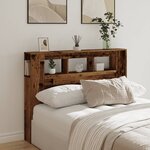 vidaXL Tête de lit à LED vieux bois 140x18 5x103 5cm bois d'ingénierie