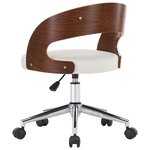vidaXL Chaise pivotante de bureau Blanc Bois courbé et similicuir