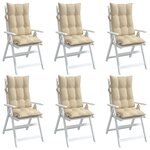 vidaXL Coussins de chaise à dossier haut lot de 6 beige tissu oxford