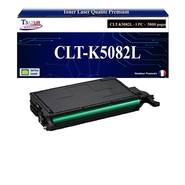 T3AZUR - Toner compatible avec Samsung CLT-K5082L CLT-K5082S pour Samsung Samsung CLP-620ND CLP-670N CLP-670ND CLX-6220FX CLX-6250FX - Noire