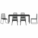 vidaXL Ensemble de salle à manger pour jardin 7 Pièces Noir