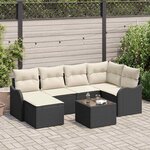 vidaXL Ensemble de canapé de jardin 7 Pièces Noir  blanc Poly rotin