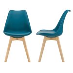 Lot de 2 chaises siège de salle à manger scandinave cuisine plastique synthétique hêtre 81 cm turquoise 03_0002774
