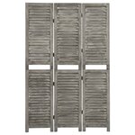 vidaXL Cloison de séparation 3 panneaux Gris 106 5x166 cm Bois solide