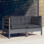 vidaXL Canapé 2 places de jardin avec coussins anthracite Bois de pin