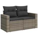 vidaXL Salon de jardin 4 Pièces avec coussins gris résine tressée