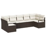 Ensemble de Canapé de Jardin 7 Pièces avec Coussins Marron vidaXL