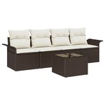 vidaXL Ensemble de canapés de jardin 5 pièces avec coussins - Poly Rattan marron