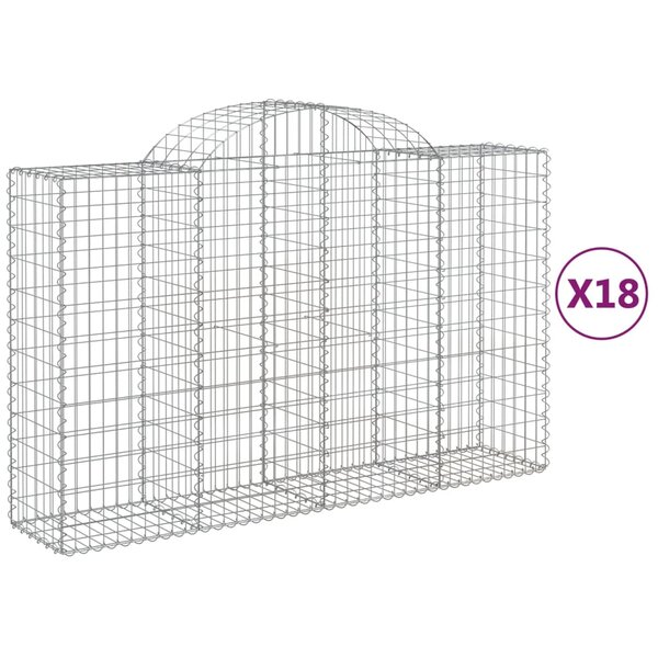 vidaXL Paniers à gabions arqués 18 Pièces 200x50x120/140 cm Fer galvanisé