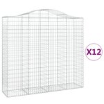 vidaXL Paniers à gabions arqués 12 Pièces 200x50x180/200 cm Fer galvanisé