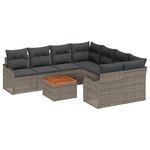 vidaXL Ensemble de Canapé de Jardin 9 Pièces Gris Grand Osier  Bois