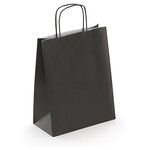 Sac kraft lisse noir à poignées torsadées raja 24 x 31 x 12 cm (lot de 50)