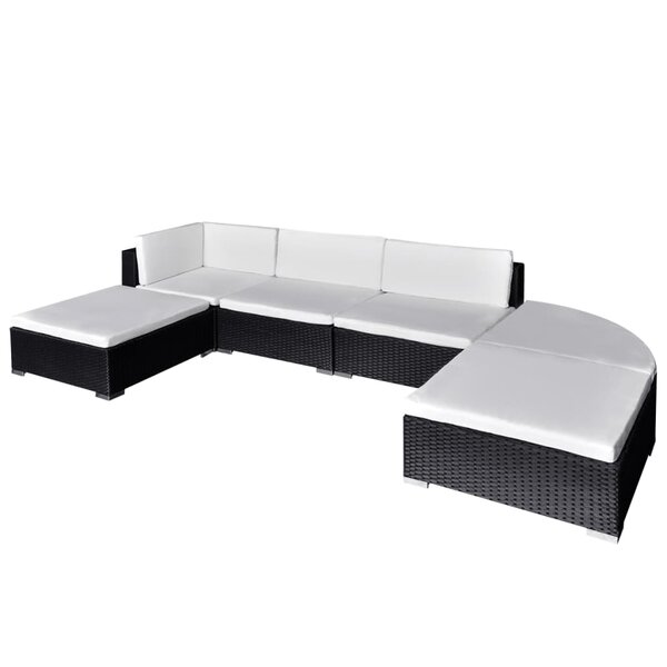 vidaXL Salon de jardin 6 Pièces avec coussins résine tressée noir