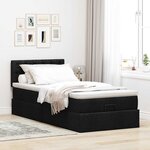 vidaXL Lit ottoman avec matelas noir 90x200 cm tissu