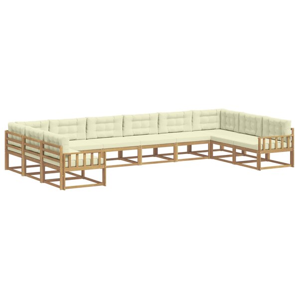 vidaXL Ensemble de canapés d'extérieur 10 Pièces Blanc et crème