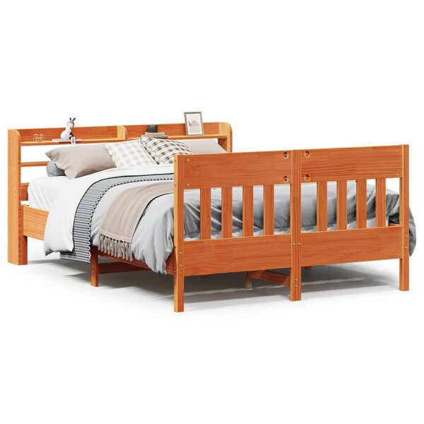 vidaXL Cadre de lit sans matelas cire marron 150x200cm bois pin massif