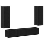 vidaXL Ensemble de 4 Meubles TV - Muraux en Bois d'Oak Noir