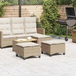 vidaXL Tabourets jardin coussins 2Pièces beige 55x55x36 cm résine tressée