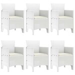 vidaXL Ensemble de salle à manger pour jardin 7 Pièces Blanc Rattan Polt