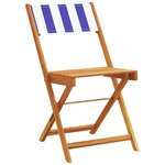 vidaXL Chaises de bistrot lot de 2 bleu/blanc bois acacia massif tissu