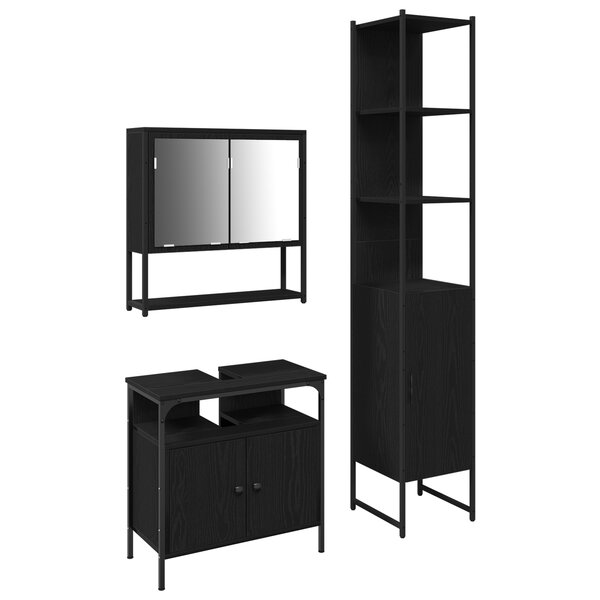 vidaXL Ensemble de meubles de salle de bain 3 pièces en chêne noir