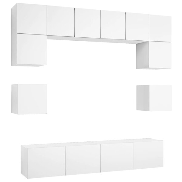 vidaXL Ensemble de meubles TV 8 Pièces Blanc Bois d'ingénierie