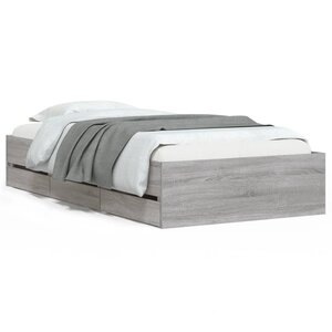 vidaXL Cadre de lit avec tiroirs sans matelas sonoma gris 100x200 cm