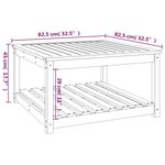 vidaXL Table de jardin blanc 82 5x82 5x45 cm bois massif de pin